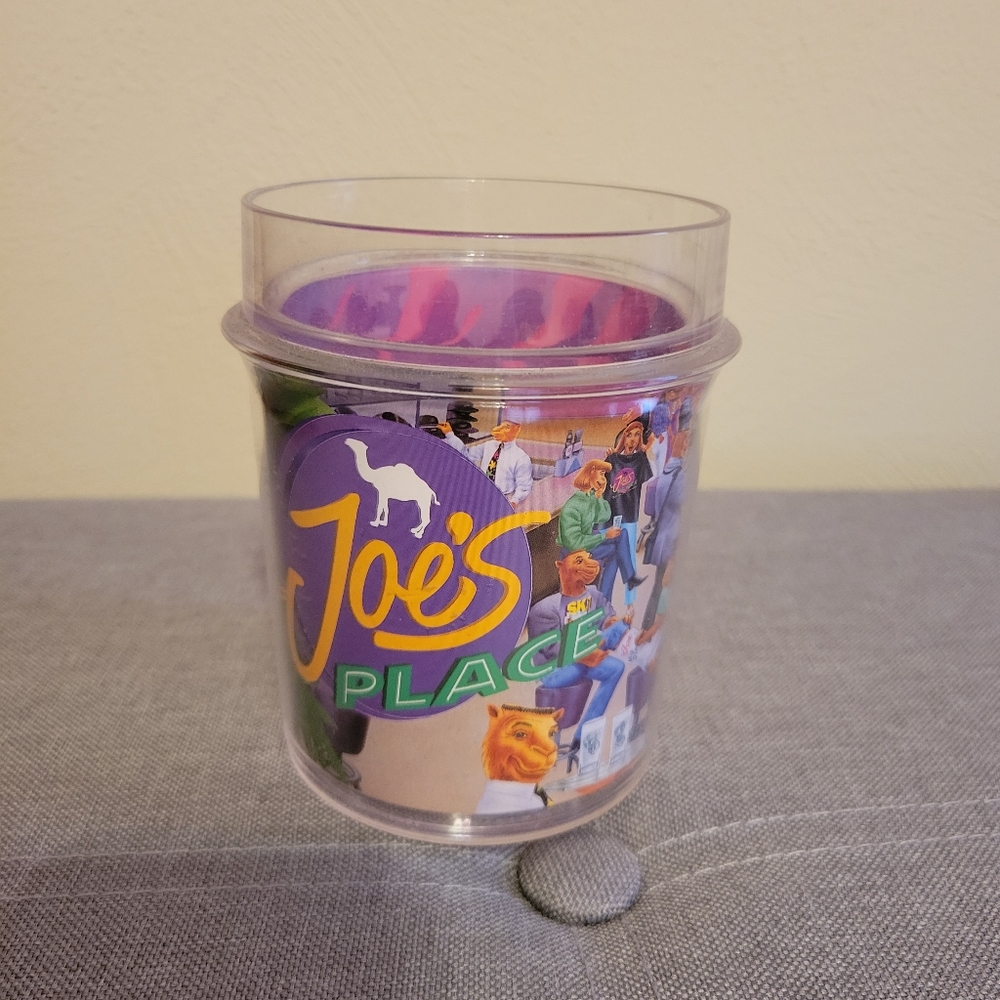 Joe Camel Joe's Place Plastic Tumbler Thermo Serv Drinking Cup 1994 Vintage